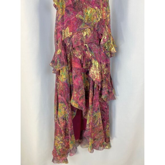 NWT Nicole Miller Pink Asymmetric High Low Silk Gown $660 - Picture 5 of 13